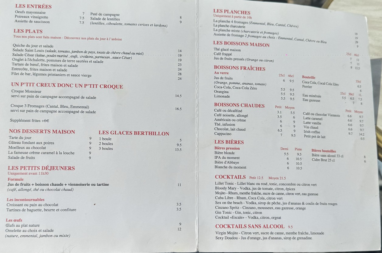 L'Escale - Restaurant - Café menu 1
