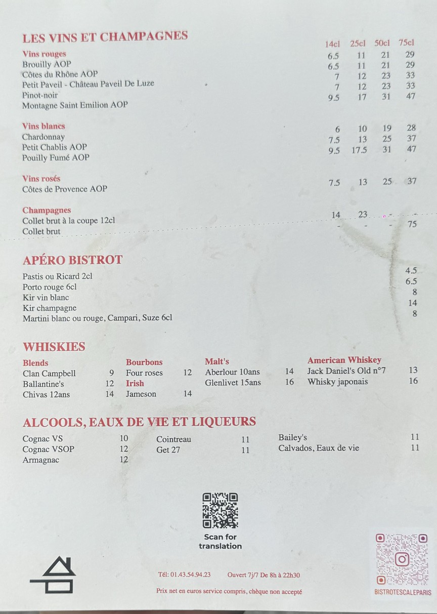 L'Escale - Restaurant - Café menu 2