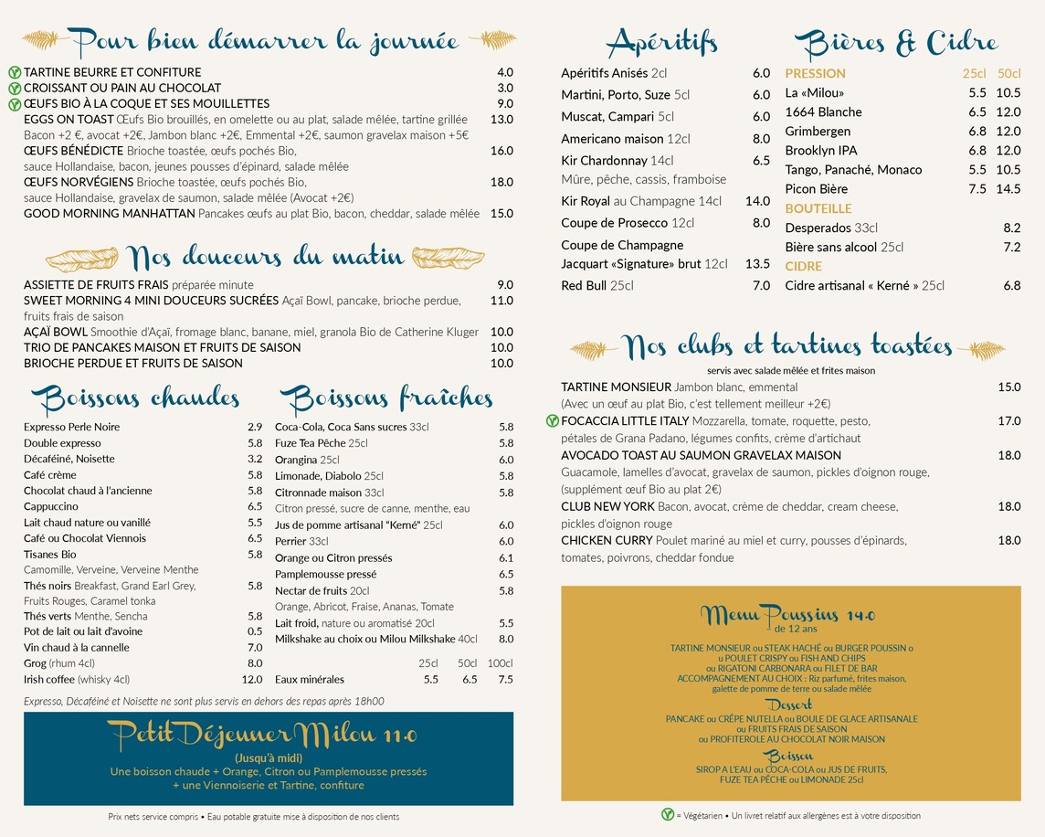 Café Milou Bastille menu 1