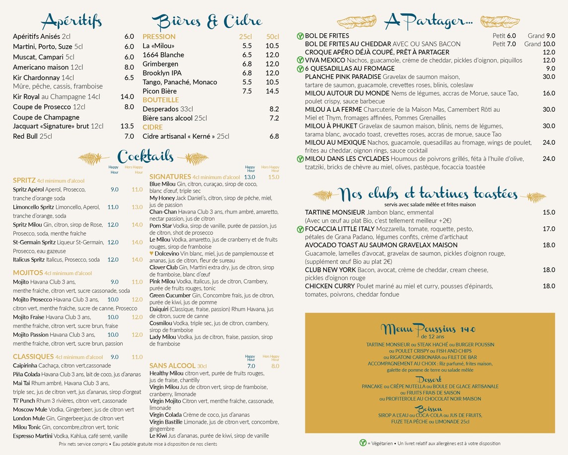 Café Milou Bastille menu 2