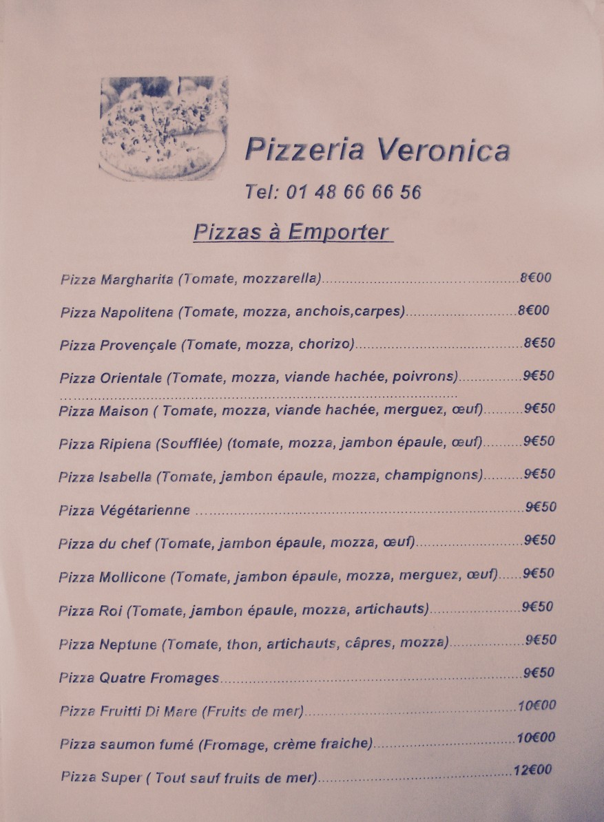 Pizzeria Veronica menu 2