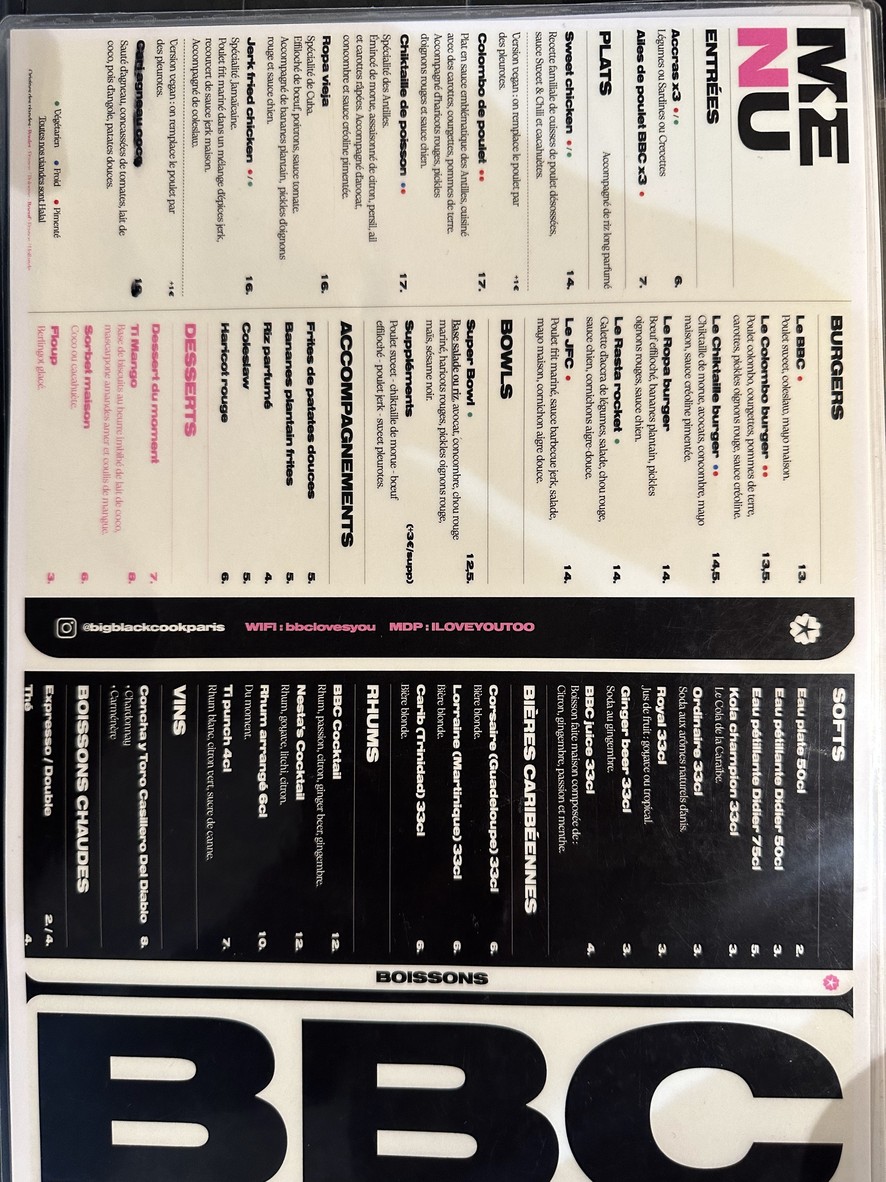 Big Black Cook menu 1