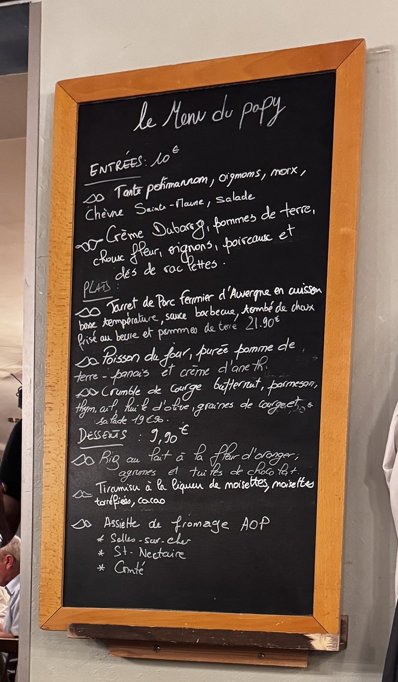 Papy aux Fourneaux I La table d'hôtes I Montparnasse menu 2