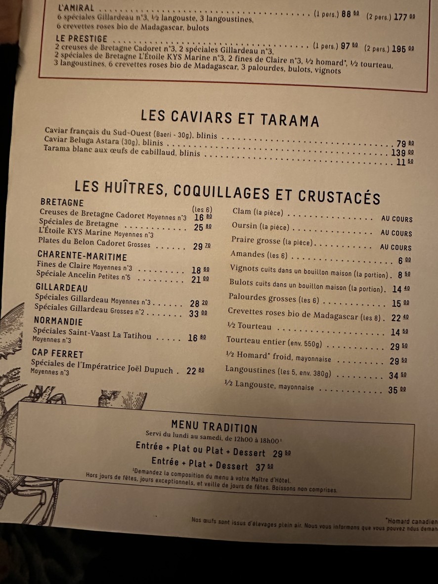 Brasserie La Lorraine menu 1