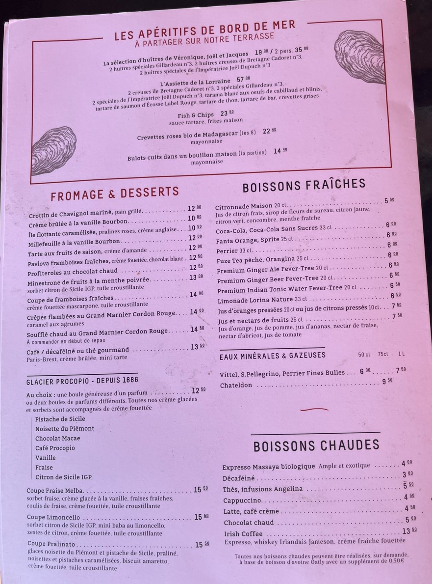 Brasserie La Lorraine menu 3