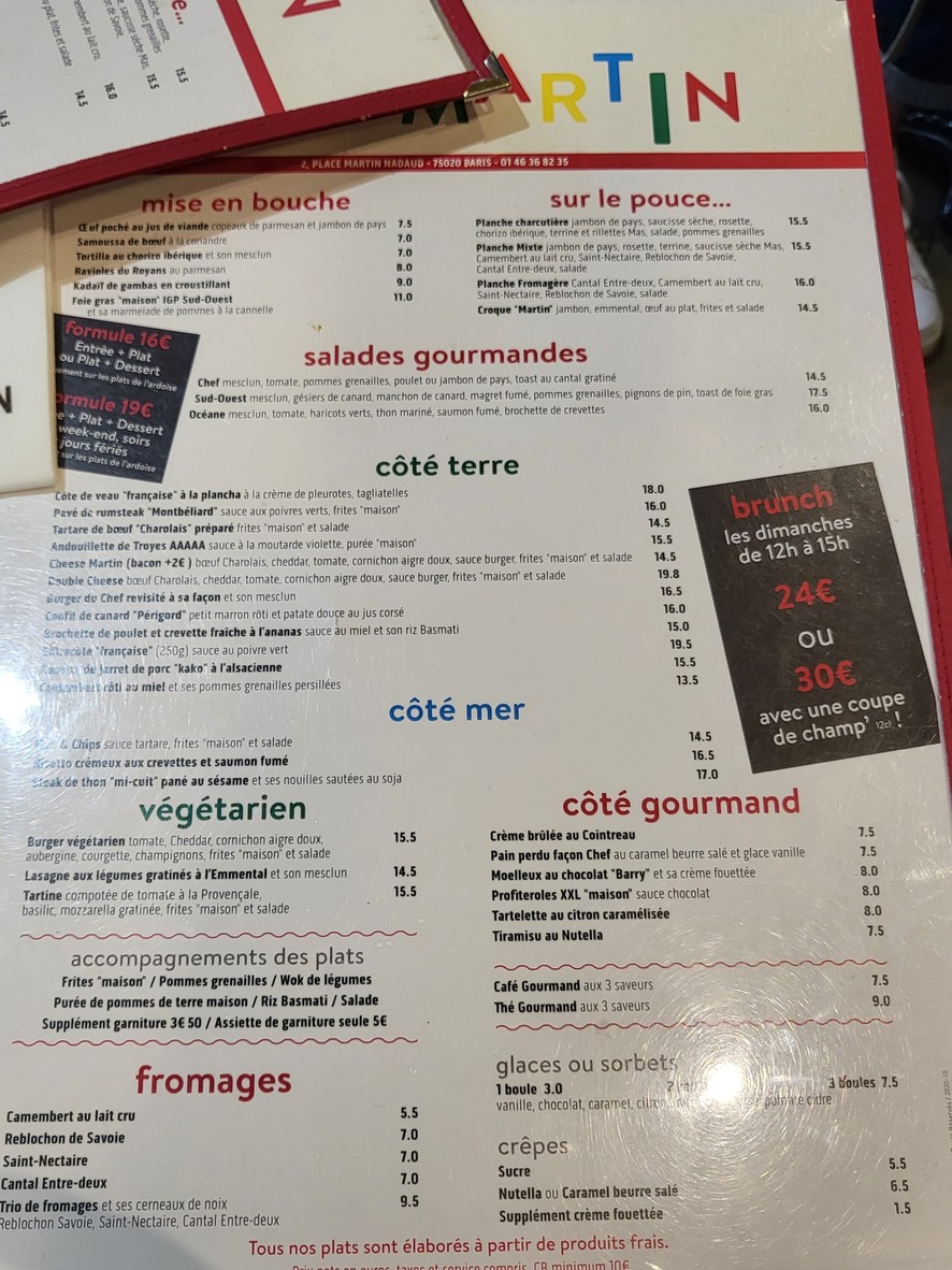 Café Martin menu 2