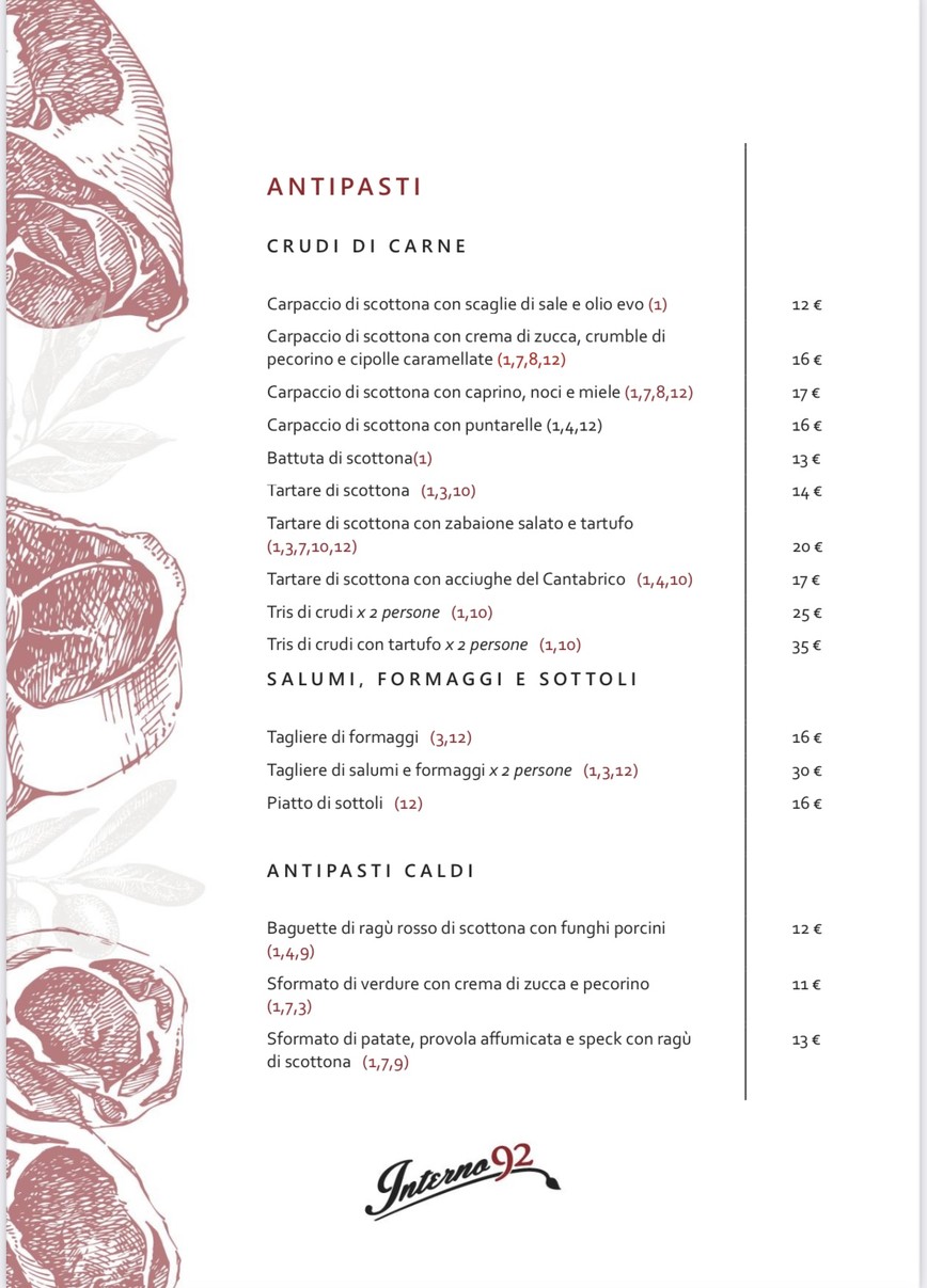 Interno 92 menu 1