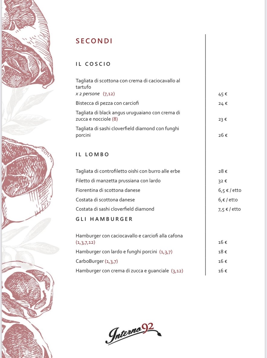 Interno 92 menu 3