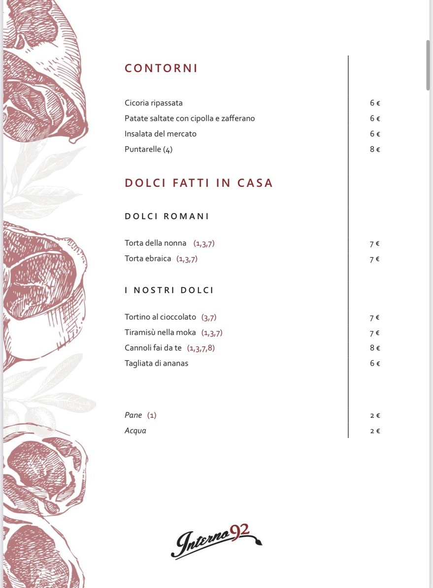 Interno 92 menu 4