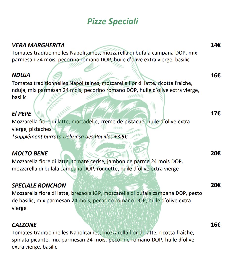 Pépé Ronchon - Pizzeria Napolitaine Paris 9 menu 3
