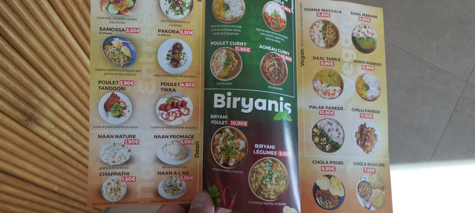 Curry House Le Bourget menu 1