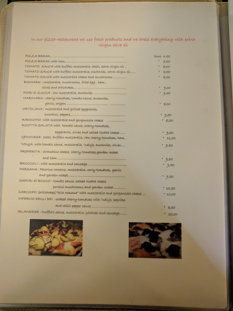 La Pratolina Cipro menu 2
