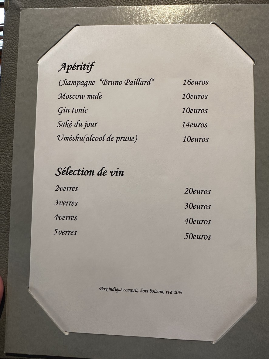 Le Clos Y menu 2