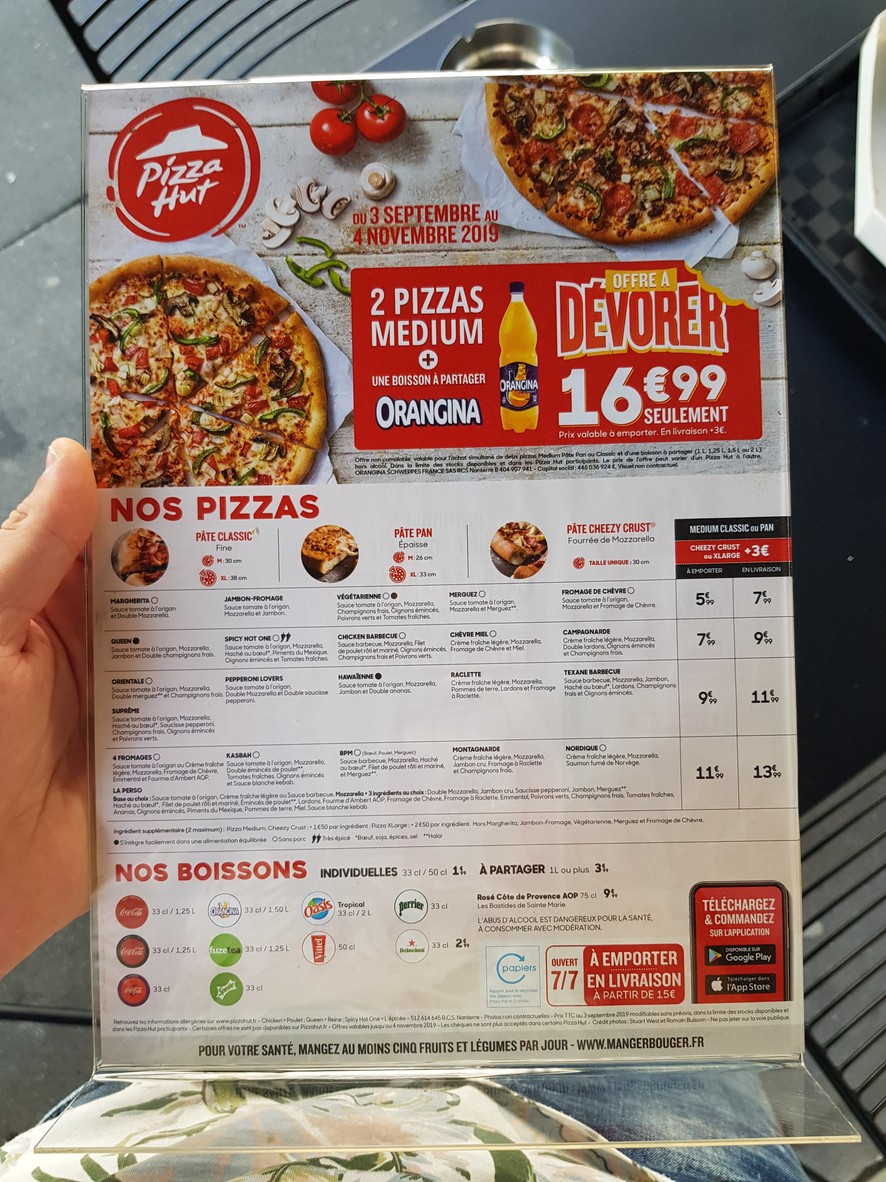 Pizza Hut menu 1