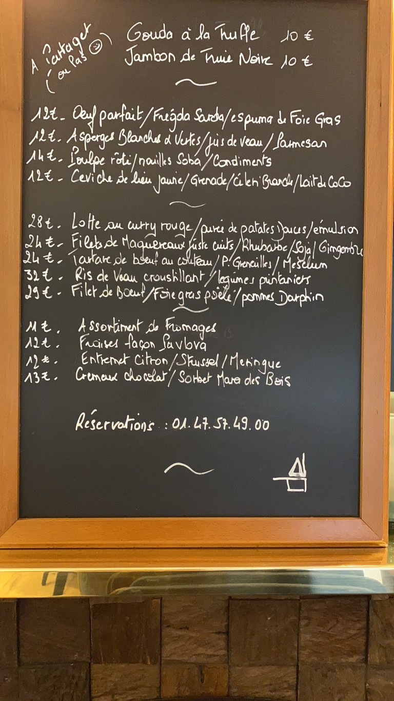 Le Court Bouillon menu 1