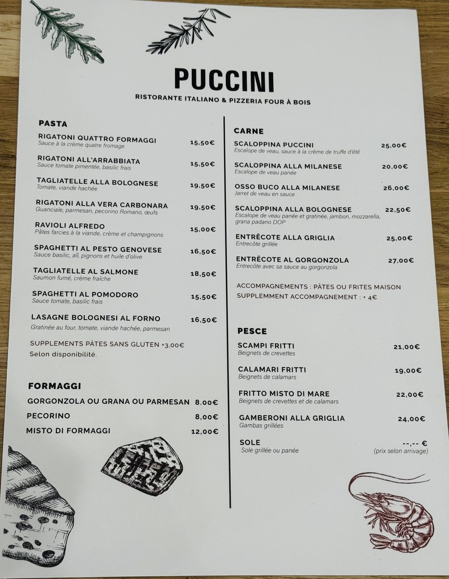 Puccini menu 3