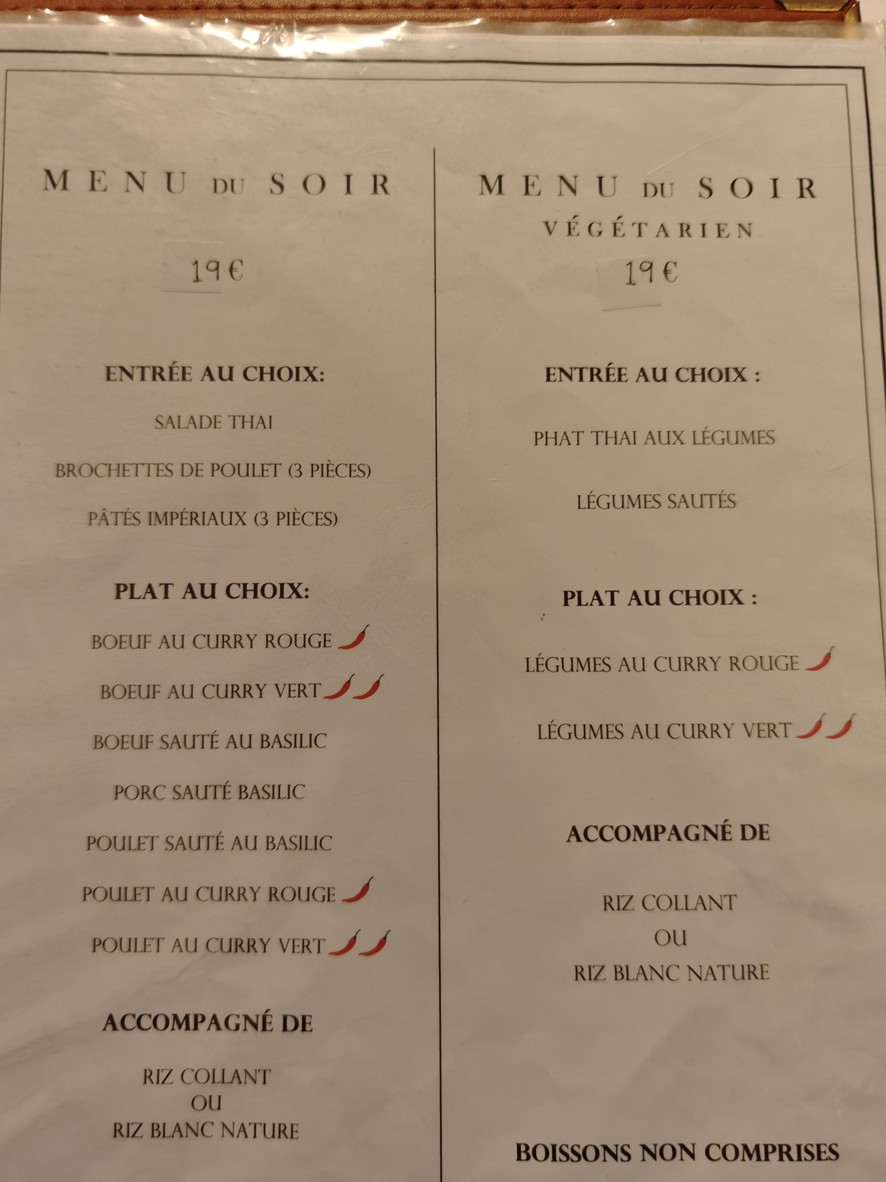 Ayutthaya Restaurant Thaïlandais menu 5