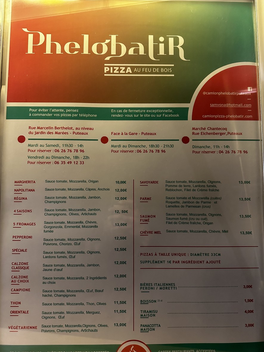 Camion Pizza Phelobatir menu 1