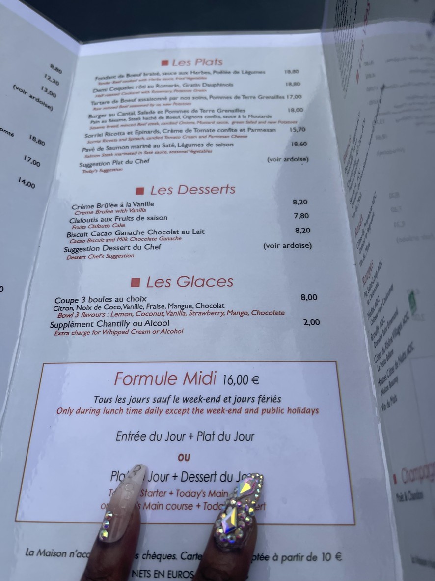 Le Relais de la Butte menu 2
