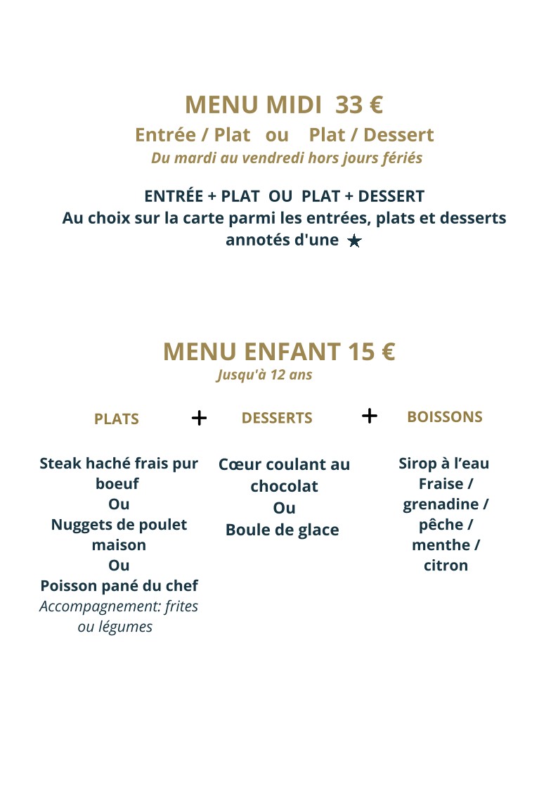L’ENTRACTE - Restaurant & Réception - Ville d'Avray menu 1