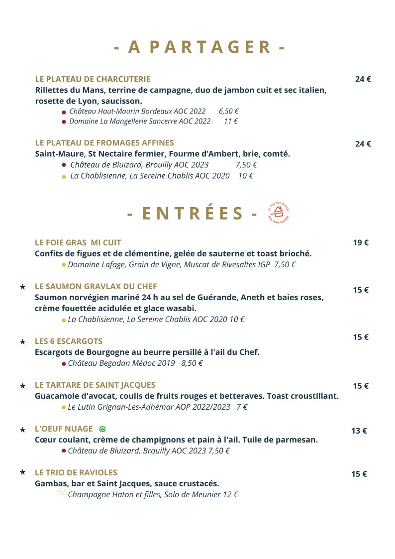 L’ENTRACTE - Restaurant & Réception - Ville d'Avray menu 2