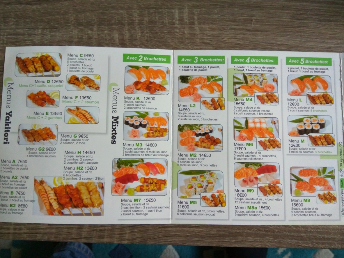 Hokkaido Neuilly menu 2