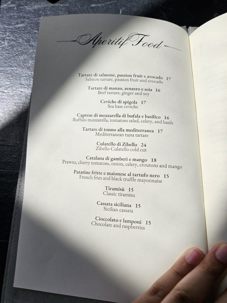 Oro Bistrot menu 1