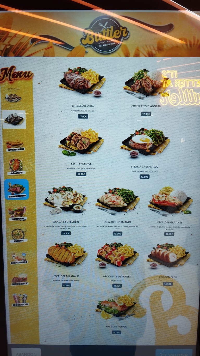 Buttler Gennevilliers menu 3