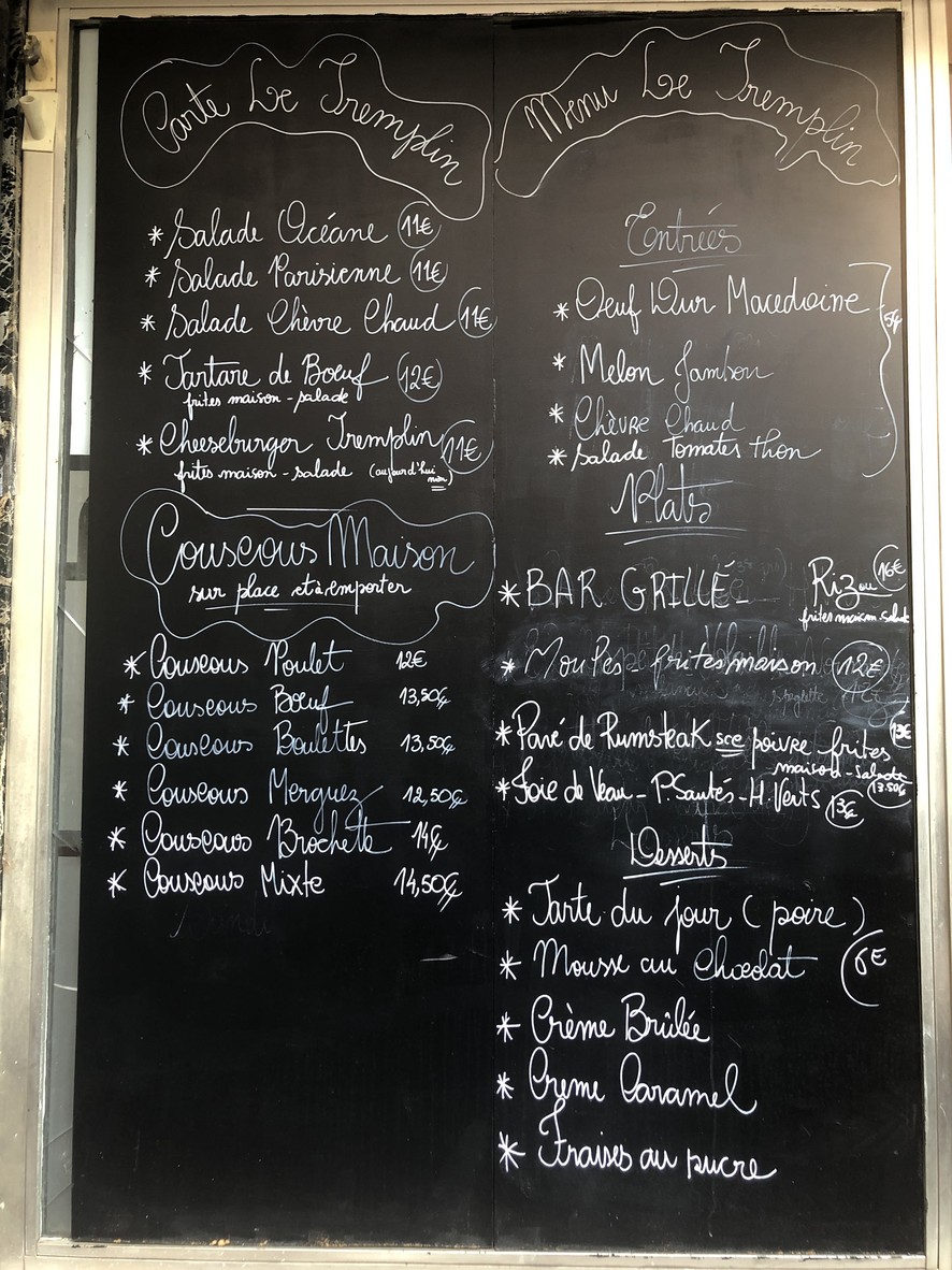 Le Tremplin menu 1