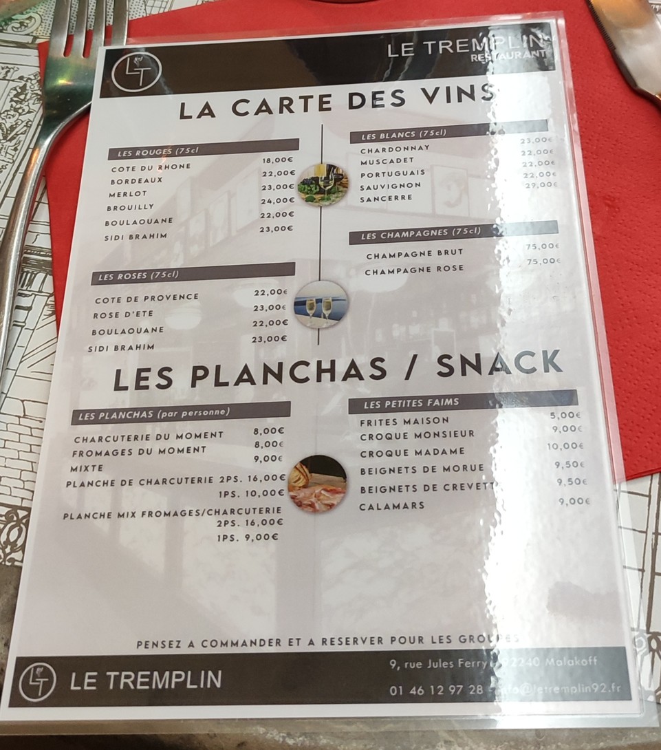 Le Tremplin menu 2