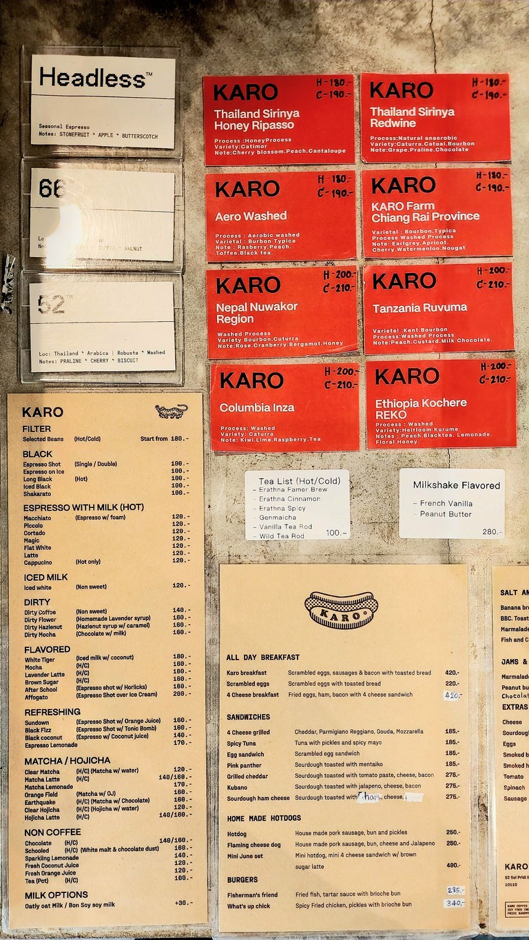 Raan gaafae kaarok coffee malet gaafae aahaan cheao sukhumvit 71 menu 1