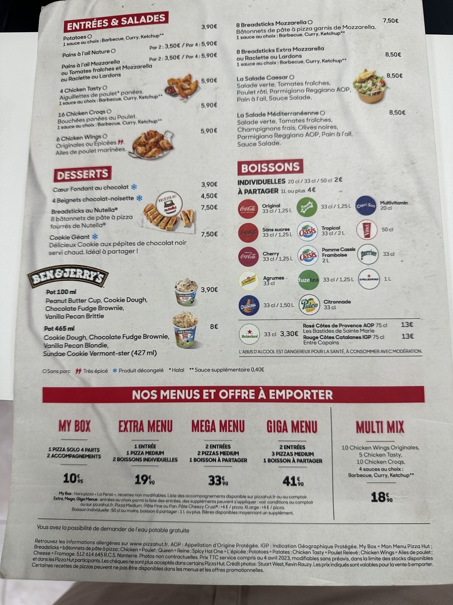 Pizza Hut menu 3