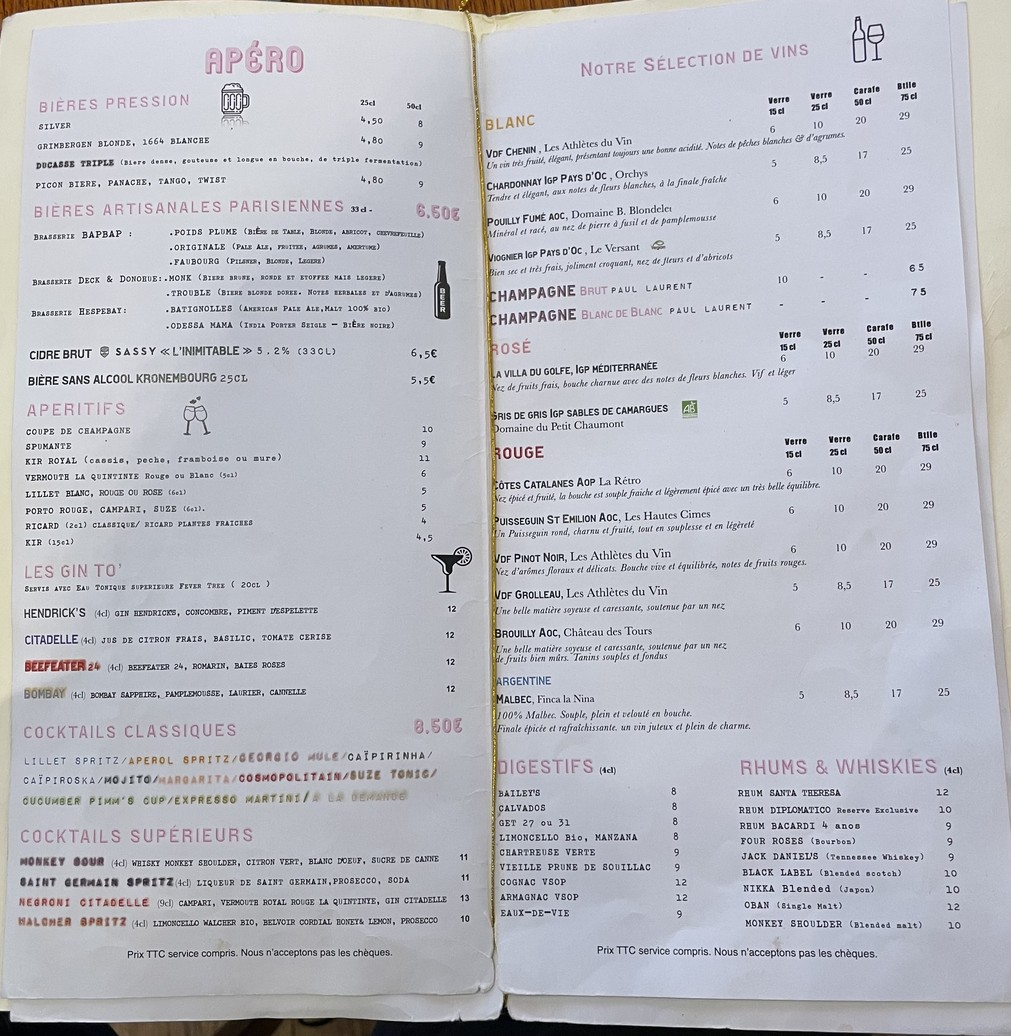Faubourg 34 menu 3