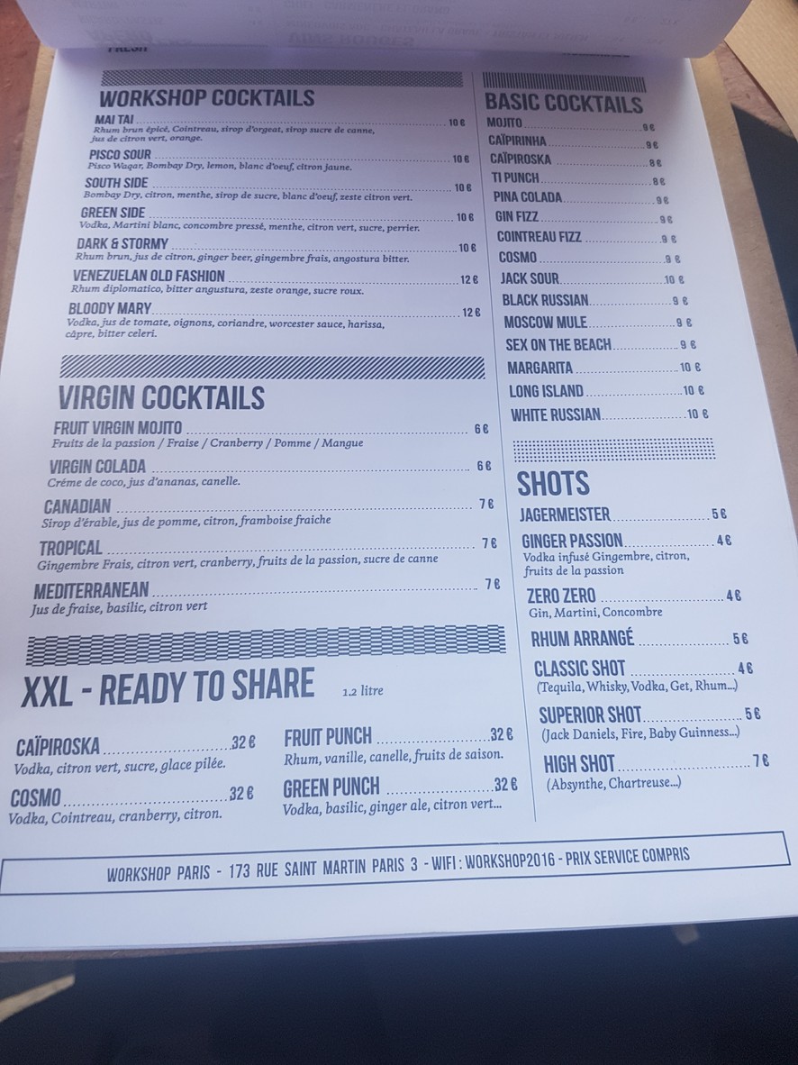 WorkshoW PARIS menu 3