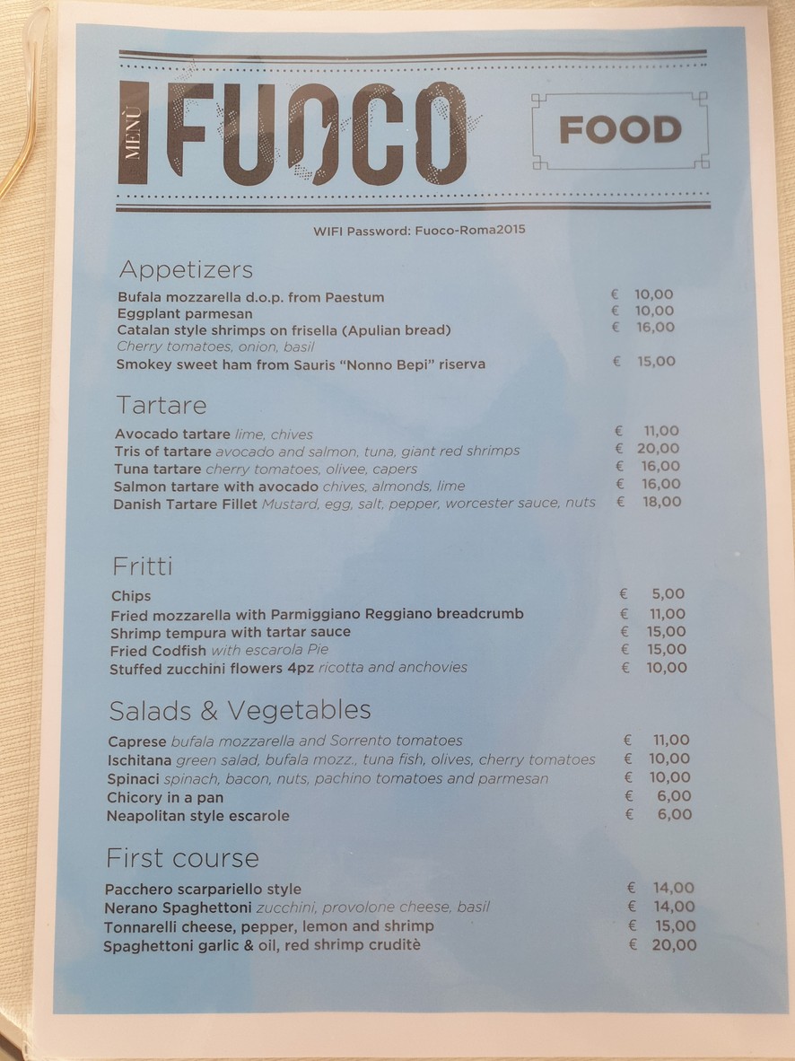 Ristorante Fuoco Bere - Dolce - Salato menu 1