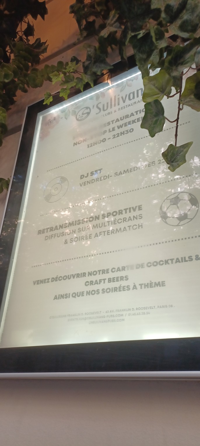 O’Sullivans menu 2