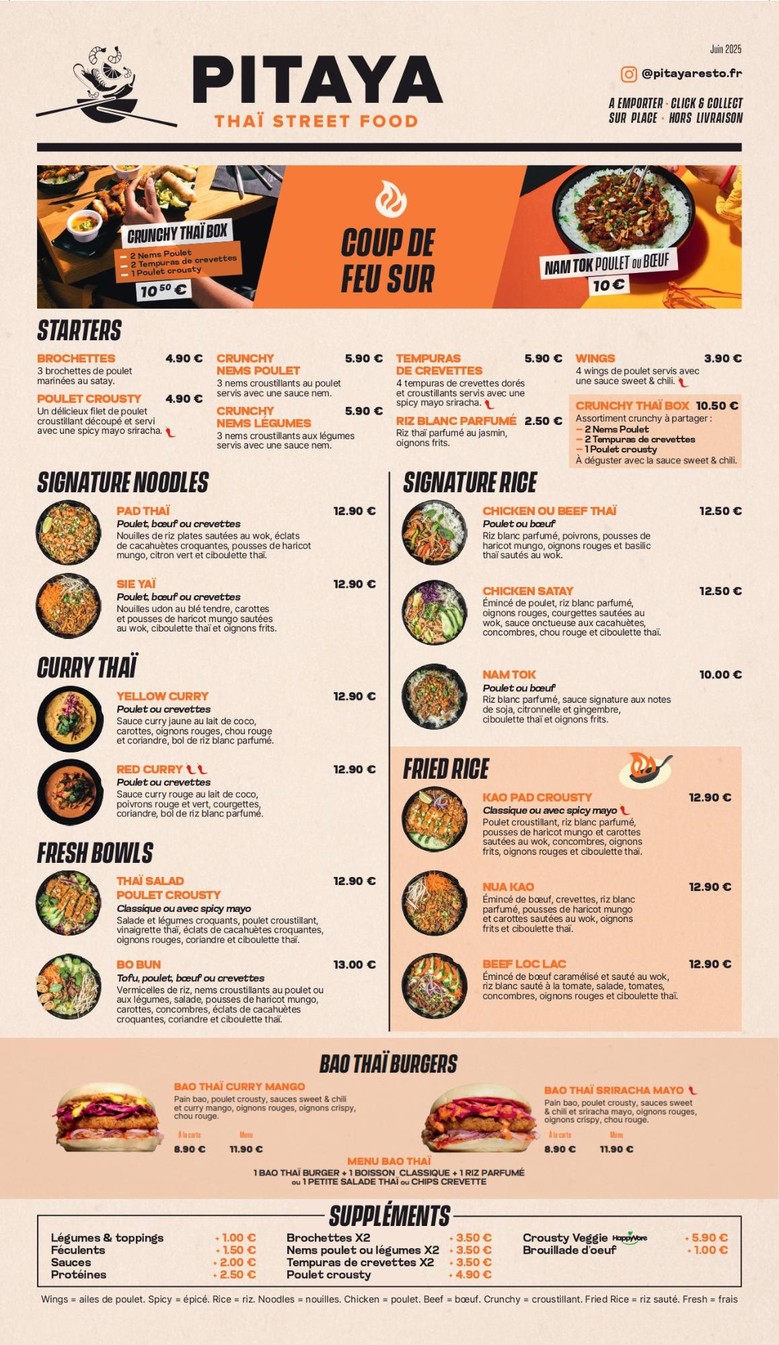 Pitaya Thaï Street Food menu 1