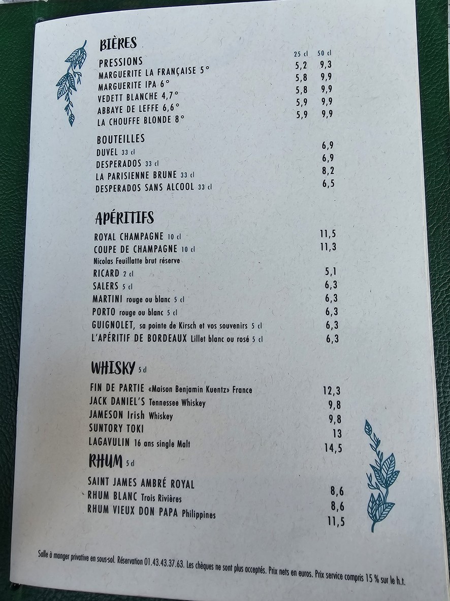 Aux Cadrans menu 5
