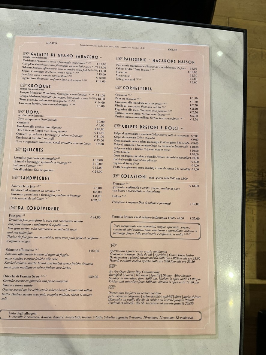 Le Carré Français menu 2