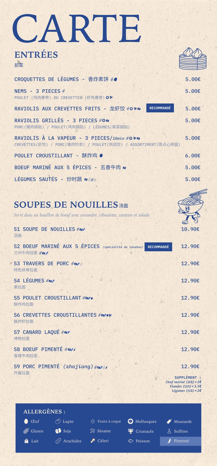 La Pâte à Nouilles menu 1