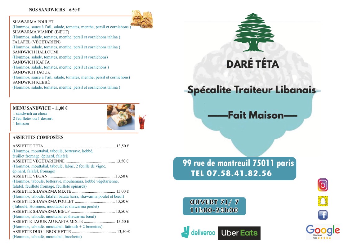 DARÉ TÉTA menu 1