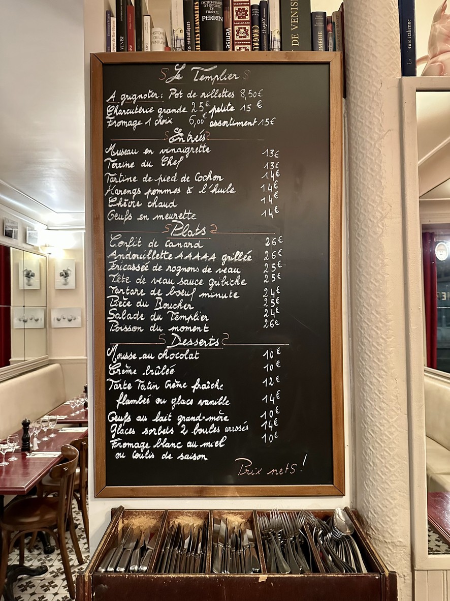 Café Templier menu 1