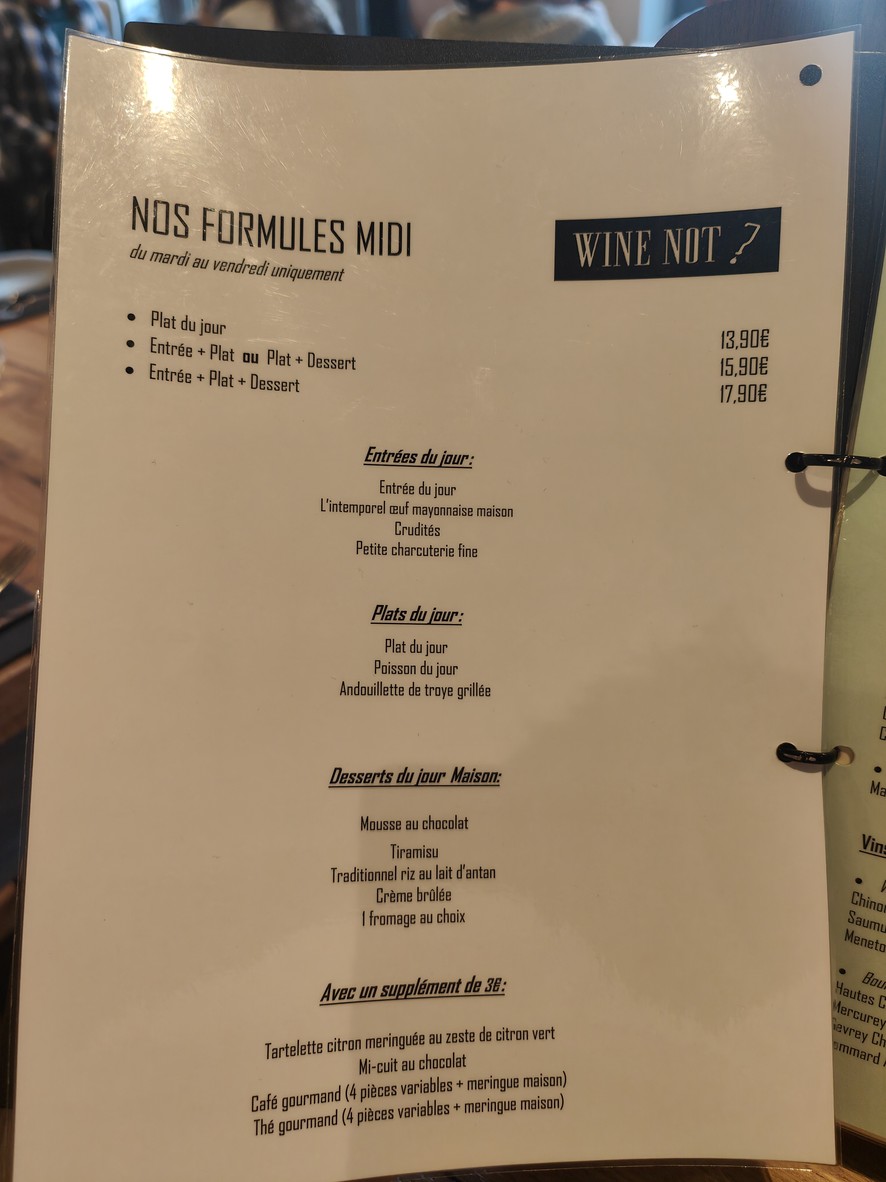 WINE NOT menu 1