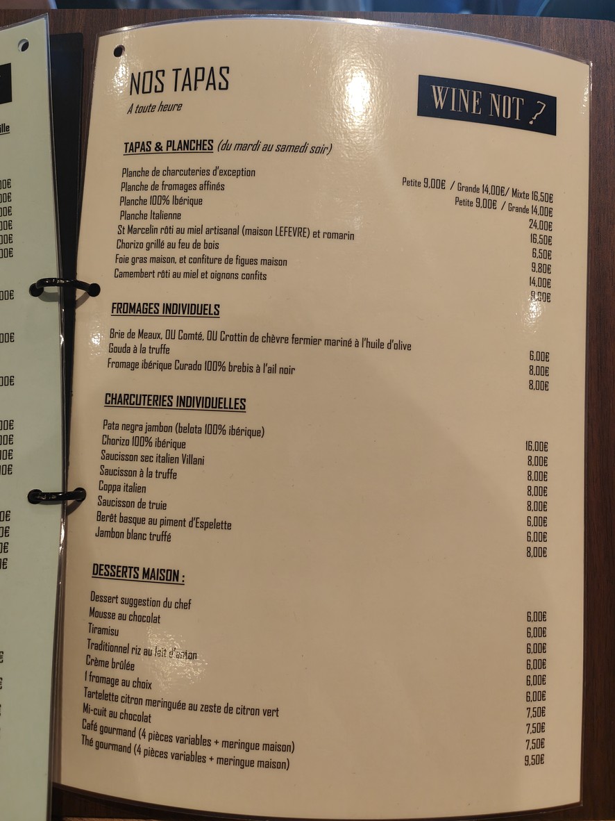 WINE NOT menu 3