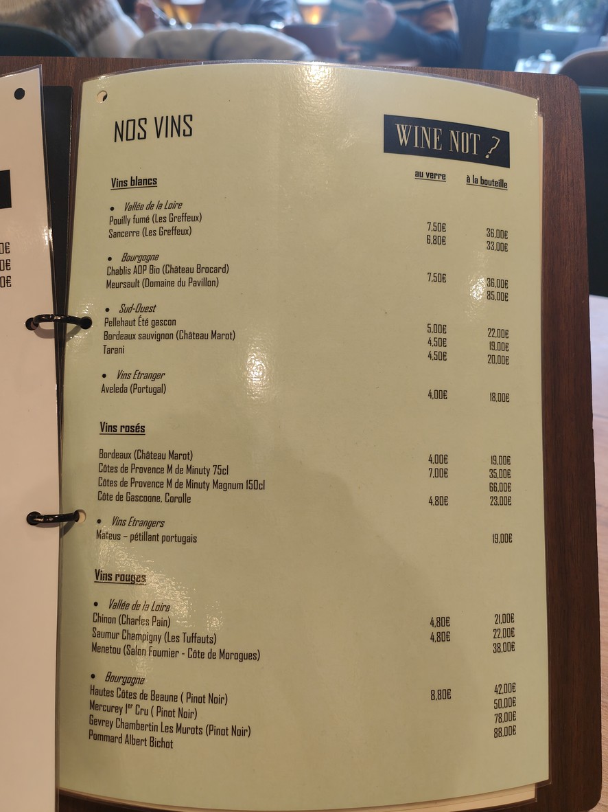 WINE NOT menu 4