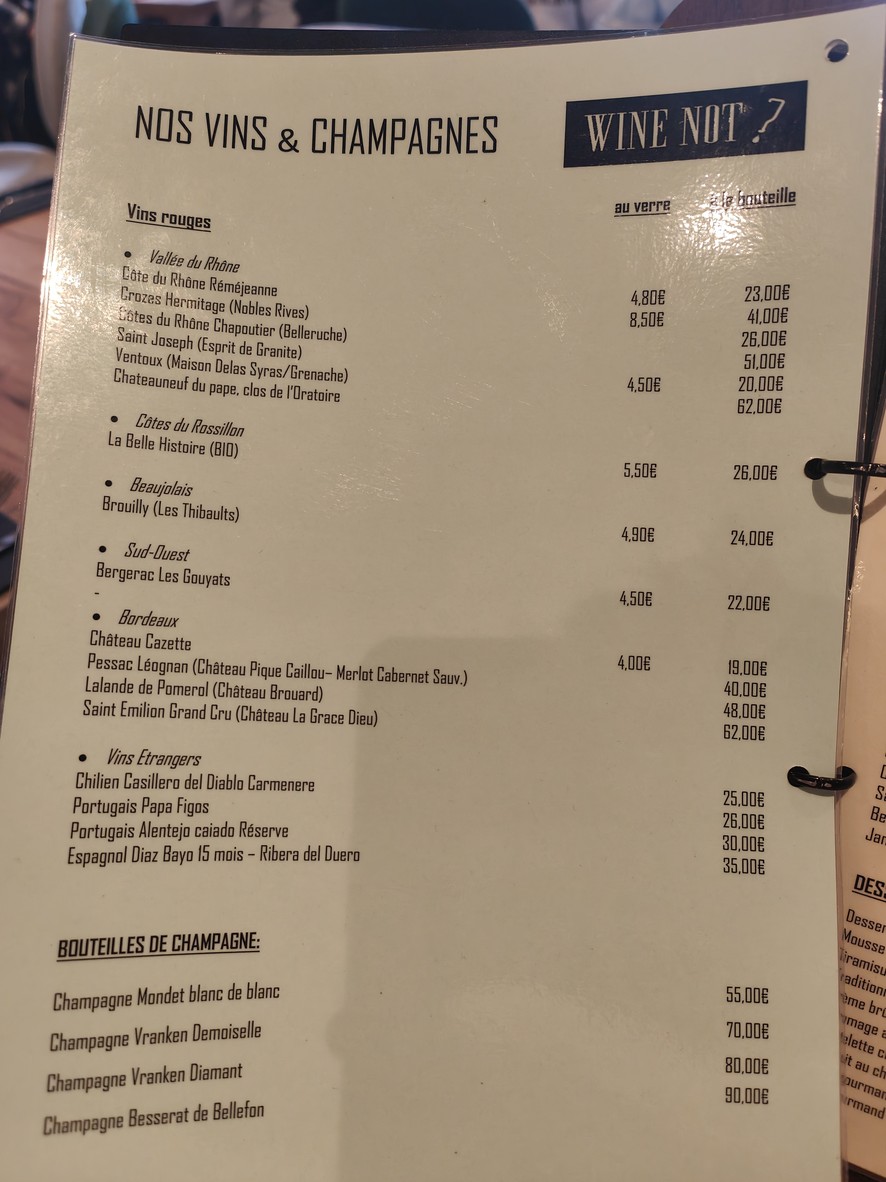 WINE NOT menu 5