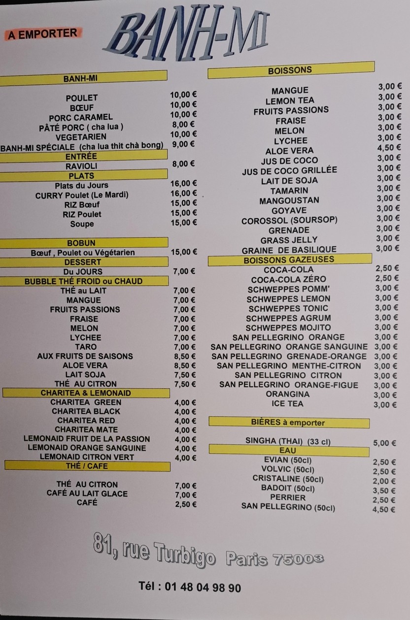 Banh Mi menu 2