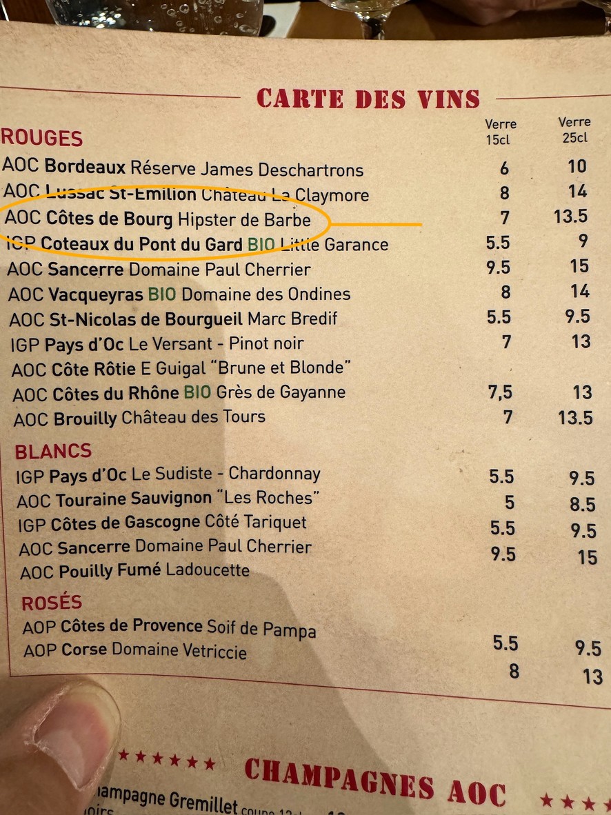 Le Franc-Tireur menu 3