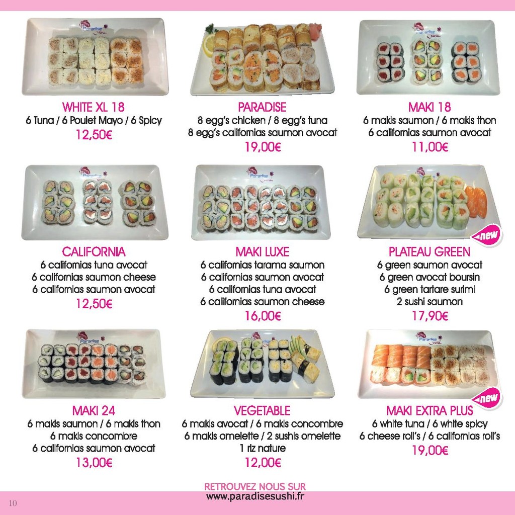 Paradise Sushi menu 2
