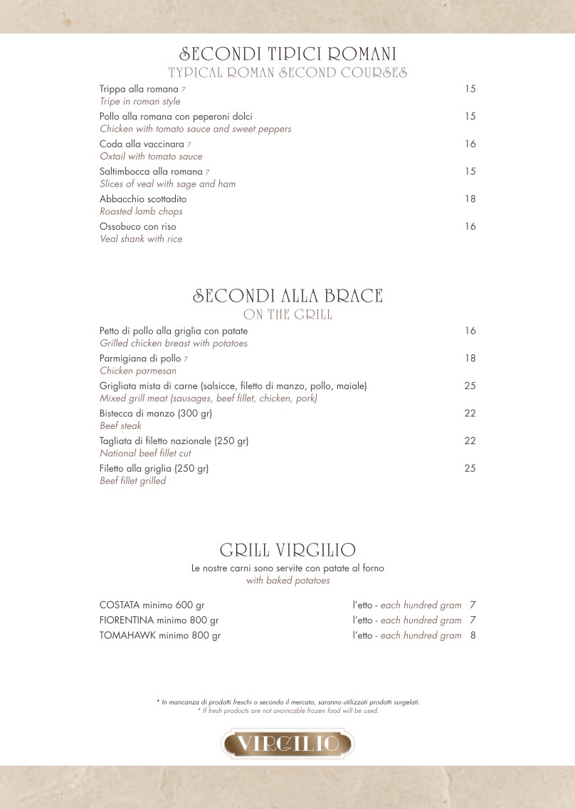 Virgilio a Campo De’ Fiori menu 3